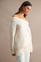 Load image into Gallery viewer, MABLE Off Shoulder Lace Hem Sweater in Cream