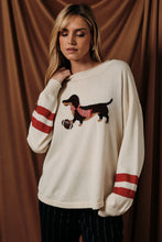 Load image into Gallery viewer, Sunday Edition Game Day Dog Graphic Knit Sweater in Cream Red