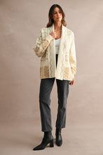 Load image into Gallery viewer, MABLE Open Front Knit Coastal Pattern Print Long Sleeve Cardigan in Cream Multi