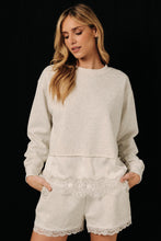 Load image into Gallery viewer, Sunday Edition Lace Trim Hem Sweatshirt in Melange