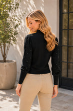 Load image into Gallery viewer, Sew in Love Rhinestone Embellished Mock Neck Knit Top in Black