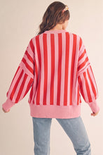 Load image into Gallery viewer, LovLov Oversized Striped Sweatshirt Featuring Bold Neon Patches Top in MERRY