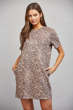 Load image into Gallery viewer, FATE Animal Print Faux Suede Shift Dress in Mauve Brown