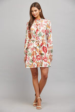 Load image into Gallery viewer, FATE Floral Print Waist Tie Mini Dress in Cream Multi