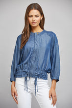Load image into Gallery viewer, FATE Adjustable Hem Tencel Jacket in Dark Denim Blue