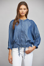 Load image into Gallery viewer, FATE Adjustable Hem Tencel Jacket in Dark Denim Blue