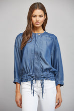 Load image into Gallery viewer, FATE Adjustable Hem Tencel Jacket in Dark Denim Blue