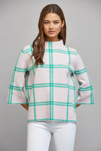 Load image into Gallery viewer, FATE Plaid Pattern Mock Neck Sweater in Pastel Pink Green