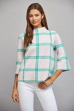 Load image into Gallery viewer, FATE Plaid Pattern Mock Neck Sweater in Pastel Pink Green