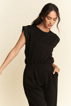 Load image into Gallery viewer, Davi & Dani Soft Knit Solid Color Jumpsuit with Rhinestone Details in Black