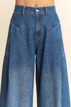 Load image into Gallery viewer, Davi & Dani High Waisted Front Slit Wide Leg Pants in Denim