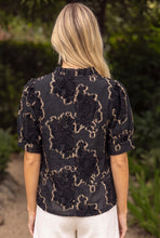 Load image into Gallery viewer, VOY Textured Burnout Velvet Top in Black
