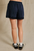 Load image into Gallery viewer, Sunday Edition Lace Trim French Terry Sweatshorts in Navy