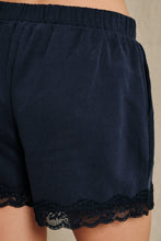Load image into Gallery viewer, Sunday Edition Lace Trim French Terry Sweatshorts in Navy