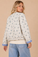Load image into Gallery viewer, J.nna Floral Pattern Quilted Retro Jacket in Floral Blue