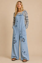 Load image into Gallery viewer, J.nna Retro Floral Embroidered Denim Jumpsuit in Light Denim
