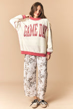 Load image into Gallery viewer, Peach Love Reversible Gameday And Stripe Mock Neck Sweatshirt in Crimson/Cream