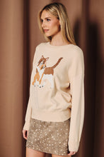 Load image into Gallery viewer, Sunday Edition Cat Graphic Crew Neck Sweater in Beige