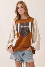 Load image into Gallery viewer, Oddi Football Heart Applique Sweatshirt in Ivory Multi