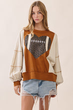 Load image into Gallery viewer, Oddi Football Heart Applique Sweatshirt in Ivory Multi