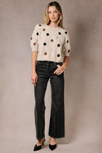 Load image into Gallery viewer, Sunday Edition Fuzzy Polka Dot Raglan Short Sleeve Knit Sweater in Oatmeal-Multi Dot