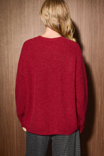 Load image into Gallery viewer, Le Lis Embroidered Christmas Tree Oversized Sweater in Red