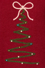 Load image into Gallery viewer, Le Lis Embroidered Christmas Tree Oversized Sweater in Red