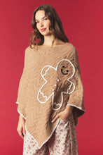 Load image into Gallery viewer, Peach Love Ginger Bread Blanket Stitch Hem Knit Cape in Light Taupe