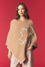 Load image into Gallery viewer, Peach Love Ginger Bread Blanket Stitch Hem Knit Cape in Light Taupe