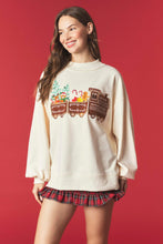 Load image into Gallery viewer, Peach Love Christmas Train Mock Neck Sweatshirt in Ivory