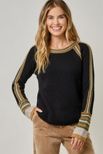 Load image into Gallery viewer, Mystree Raglan Sleeve Sweater Top in Black