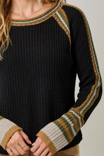 Load image into Gallery viewer, Mystree Raglan Sleeve Sweater Top in Black