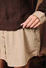 Load image into Gallery viewer, Sunday Edition Mock Neck Layered Shirt Hem Tunic Top in Brown