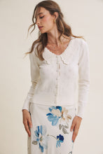 Load image into Gallery viewer, In February Pointelle Pearl Button Cardigan in Pearled Ivory