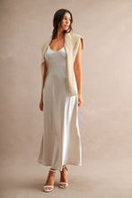 Load image into Gallery viewer, MABLE V Neck Sweater Top And Satin Midi Dress Set in Light Taupe