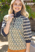 Load image into Gallery viewer, VOY Mixed Pattern Quarter-Zip Top in Navy
