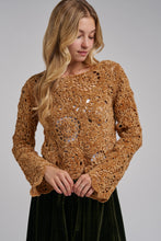 Load image into Gallery viewer, BON Chenille Knit Crochet Lace Sweater in Camel