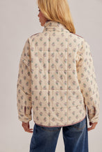 Load image into Gallery viewer, Hem & Thread Floral Quilted Puffer Jacket in Ecru