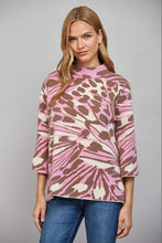 Load image into Gallery viewer, FATE Abstract Animal Print Mock Neck Sweater Beige Pink Brown