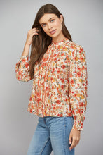 Load image into Gallery viewer, FATE Lace Trimmed Tuck Detail Floral Print Blouse in Cream Multi