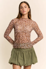 Load image into Gallery viewer, Davi & Dani Sheer Leopard Mesh Top in Taupe Leopard