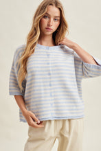 Load image into Gallery viewer, Wishlist Stripe Short Sleeve Cardigan in Sky/White