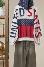 Load image into Gallery viewer, mello. United States Patch Work Oversized Zip Hoodie in Off White