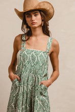 Load image into Gallery viewer, BiBi Floral Print Short Overalls in Sage