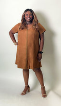 Load image into Gallery viewer, BaeVely Faux Suede Stud Detailed Mini Dress in Brown