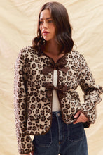 Load image into Gallery viewer, So Me Leopard Sherpa Fleece Jacket in Brown