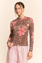 Load image into Gallery viewer, Davi & Dani Sheer Mesh Top in Leopard Floral