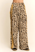 Load image into Gallery viewer, Davi & Dani Leopard Pants with Contrasting Lace Stripe in Taupe Leopard