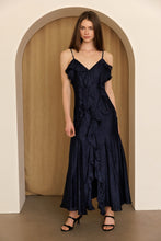 Load image into Gallery viewer, Storia Cascade Ruffle Maxi Dress in Navy