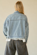 Load image into Gallery viewer, Davi & Dani Denim Jacket with Lace Patches in Denim Blue